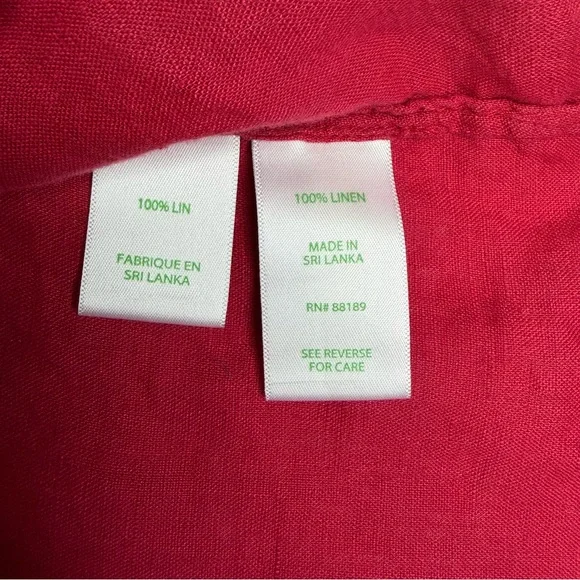 Lilly Pulitzer Women's Red Linen, Long Sleeve Shirt, size XL, like new! - Picture 4 of 7